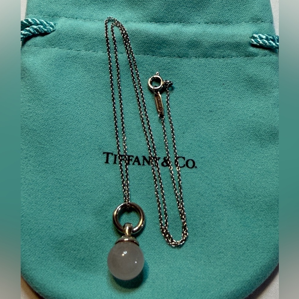 Tiffany & Co. Silver Fascination Pink Quartz Ball Necklace 16"